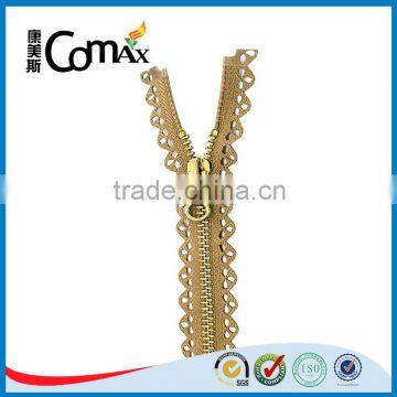 One Close Euro Style Shiny Gold Metal Zip for Bag photo-4