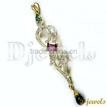 Natural Pink CZ Diamond Pendants, Diamond Gold Pendants, Diamond Jewelry