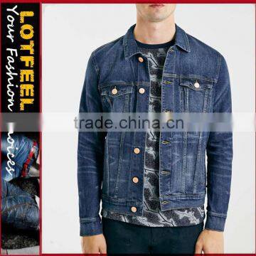 New Men's Relaxed Denim Jacket Retro Classic Rugged Wear Unlined Coat (LOTJ137)