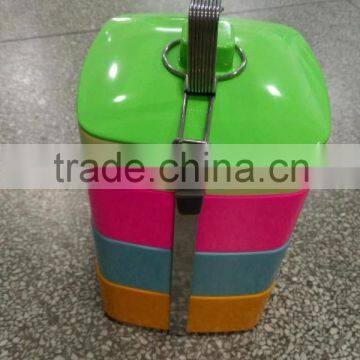 Hot Sale Round Shape 4 Sections Colorful Rice Bowl, Unbreakable Solid Color Plastic Lunch Box photo-3