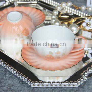 customized bone china porcelain coffee cup and saucer