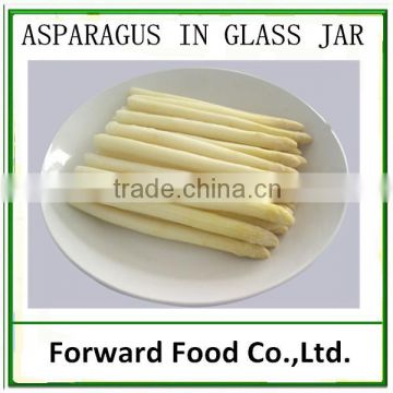 Organic white spears asparagus in glass jar