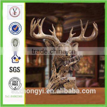 factory custom-made high quality resin deer head of interior sculpture