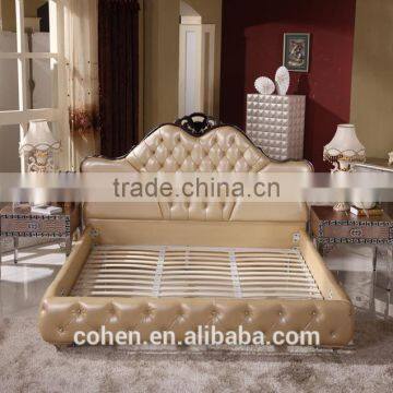Foshan King Size Genuine Leather Hotel Set / Bedroom Furniture Bed photo-3
