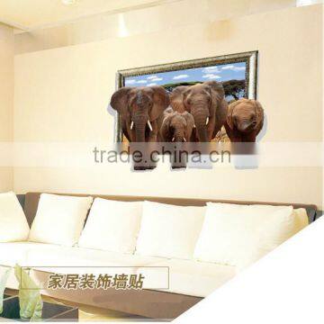 Interesting 3D Elephant Wall Sticker for Kids , Removable Real Elephant Wall Sticker