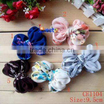 China factory direct color pattern hair accossry chiffon bow