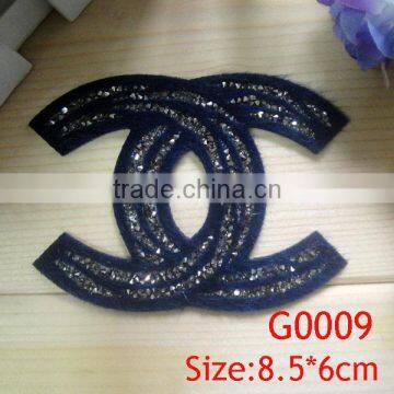 fashion costume fabric rhinestone sequin alphabet transer hot fix motif