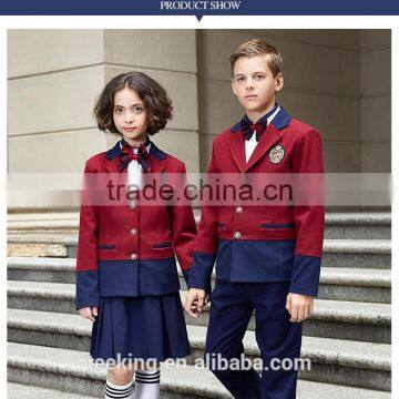 Fancy Red And Blue Contrast Color School Uniform Suit