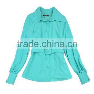 Green Lapel High Empire Waistband Long Sleeve One Covered Button Long Trousers Women Dancerwear Sets photo-4