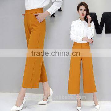 Wholesale Women's Wool Wide Leg Palazzo Trousers Casual Pants High Waist Straight Pants photo-3