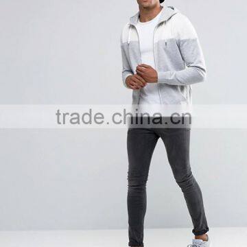 Custom With Hood Contrast White Grey Colour Men's 65% Polyester 35% Cotton Casual Regular Fit Zip Open Blank Fleece Hoodies photo-4