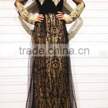 GZY hot sale wholesale ladies dress black net evening dress in bulk