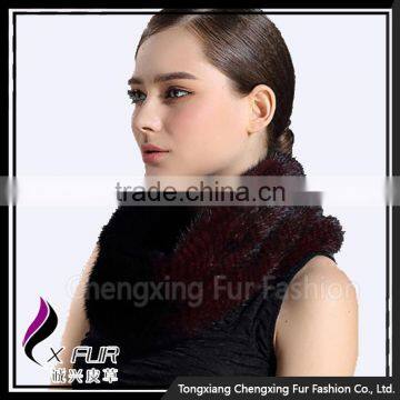 CX-S-103 Wholesale Ladies Scarf 100% Mink Fur Knitted Winter Scarf photo-3