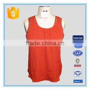 Ladies Fancy Sleeveless Tops With Iron Beads