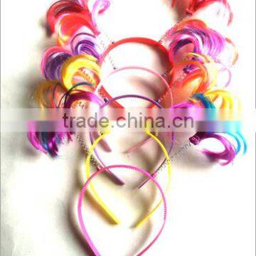 Diy handwork colorful feather hairband cheap feather plastic elastic hair jewelry for 2016 Christmas promotion gifts