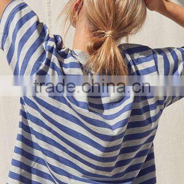 MGOO Fashion Design Stripe Round Neck T Shirt 180 GSM 100% Cotton Wonder Woman T Shirts With Pocket photo-6