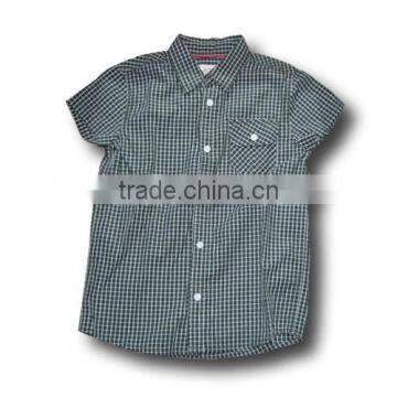 dark green check shirts with flap pocket for kids boys