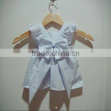 New Design Baby Princess Dress Infant Girl Plain White Wear Ruffle Sleeve Baby Boutique Clothing photo-2