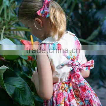 Boutique Children Cotton Flower Pattern Toddler Girl Summer Suspender Princess Dress photo-4
