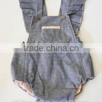 Navy Newborn Baby Clothes Flutter Sleeve Wholesale Boutique Fashion Romper With Pocket