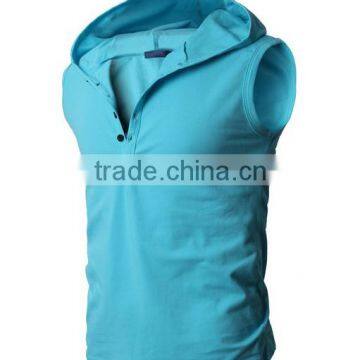 OEM New Design Cotton Plain Wholesale Sleeveless Hoodie Man Vest photo-3