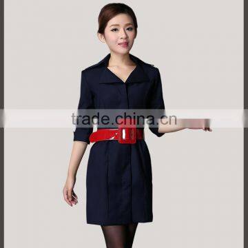OEM Supply Woman Airplane Work Dress Airline Stewardess Uniform photo-3