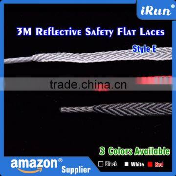 51 Inches White Shining Polyester 3M Reflective Shoelaces For Athletic&Fashion Sneakers - Customized Flat Safety Shoelaces photo-4