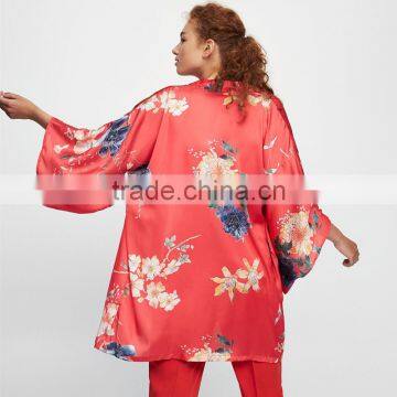 VARIOUS COLORS Floral Print Ladies Elegant Long Sleeve Kimono photo-3
