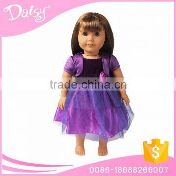 Custom 18 inch beautiful doll clothing purple tulle skirt dress