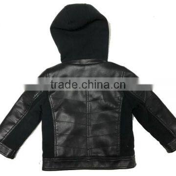 Children pu Jacket With Knitted Hood photo-4