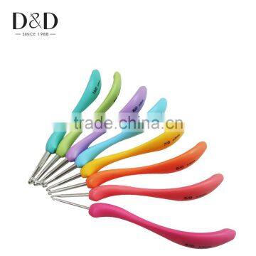 D&D Super Quality 8pcs/set Colorful Plastic Handle Aluminum Crochet Hook Knitting Needles Weave DIY Crafts Sewing Tools 8 Sizes