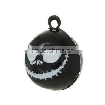 Copper Charm Pendants Nightmare Before Christmas Halloween Skull Bell Black Skull Pattern 22.0mmx18.0mm