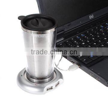 New Arrival Wired Muti-function Tea Coffee Cup Mug Warmer Heater Office Pad With 4 Port Hub USB Gadget For PC For Mac photo-2