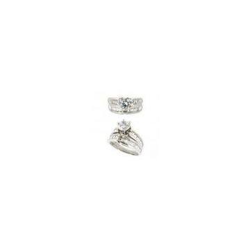 Custom Made 9k Gold Wedding Band Rings With Big Round Cubic Zirconia for Women