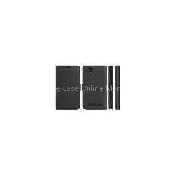 Black Sony Xperia C3 Leather Mobile Phone Case Wallet Cover With Stand