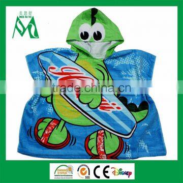 Kids poncho towel hooded printed for beach towel