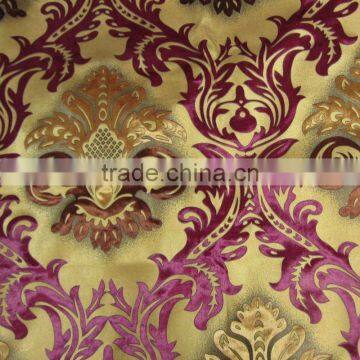 100% Polyester Gold Print Velvet Fabric--Sofa,Curtain Upholstery Fabric