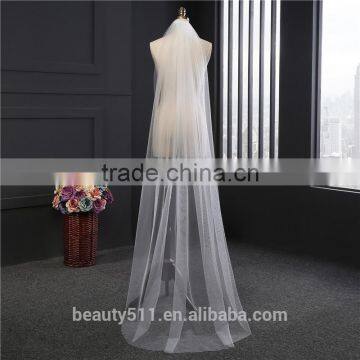 2017 wholesale Wholesale White Wedding Lace Bridal Veils Fashionable long Tulle bridal veils