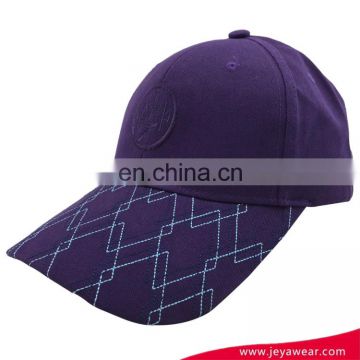 OEM your own design custom outdoor 100%cotton purple embroidery baseball hat cap