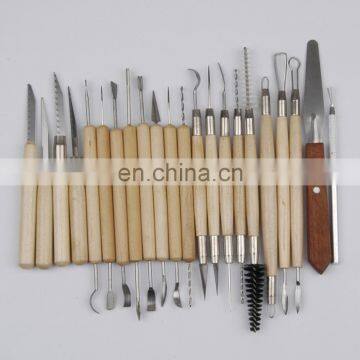 22 Pcs Wooden Metal Pottery Sculpture carving Clay Tools