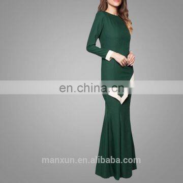 Islamic Modern Wear Lady Dress Malaysia Latest Abaya Fashion Green Baju Kurung Wholesale 2017 photo-3