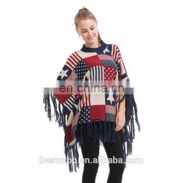 wholesale fashion knitted poncho girl pullover hand made design woolen sweaters