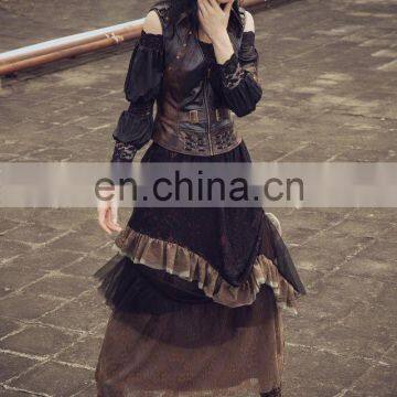 Steampunk Postapocalyptic Long Layered Skirt photo-6