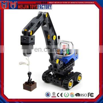 High quality kids 38pcs mini engineering crane jib crane plastic building block toys