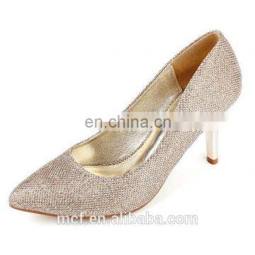 MCH-2393 New 2017 Fashion Western Style Women Solid Color Pointed Shoes Bling-bling Sequin Thin High Heel Shoes Wholesale photo-2