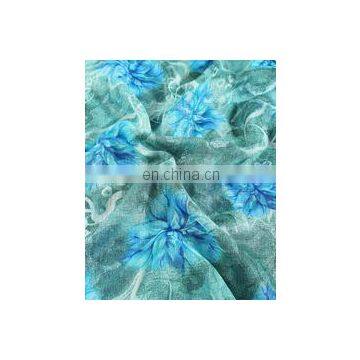 Blue Gambia Floral Kota Doria Screen Printed Fabric