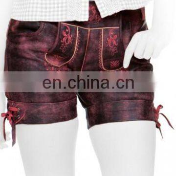 German leather shorts Oktoberfest leathershorts blackrouge Women Bavarian-Oktoberfest-Trachten-Short-Lederhosen-All-Size