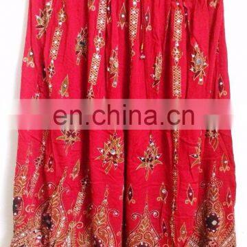 Indian Traditional Boho Gypsy Hippie Summer Skirts Rayon Boho Hippie Casual Sequin Work Long Embroidered Skirts Wrap Wholesale