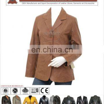 Long ladies leather coat/jacket, imported sheep skin, full sleeves