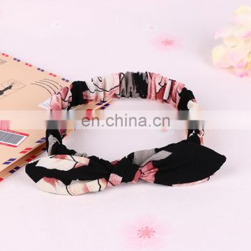 Beautiful rabbit ears girls korean bow elastic hair band hair accessories cotton fabric knitted bow tie elastic headbands women